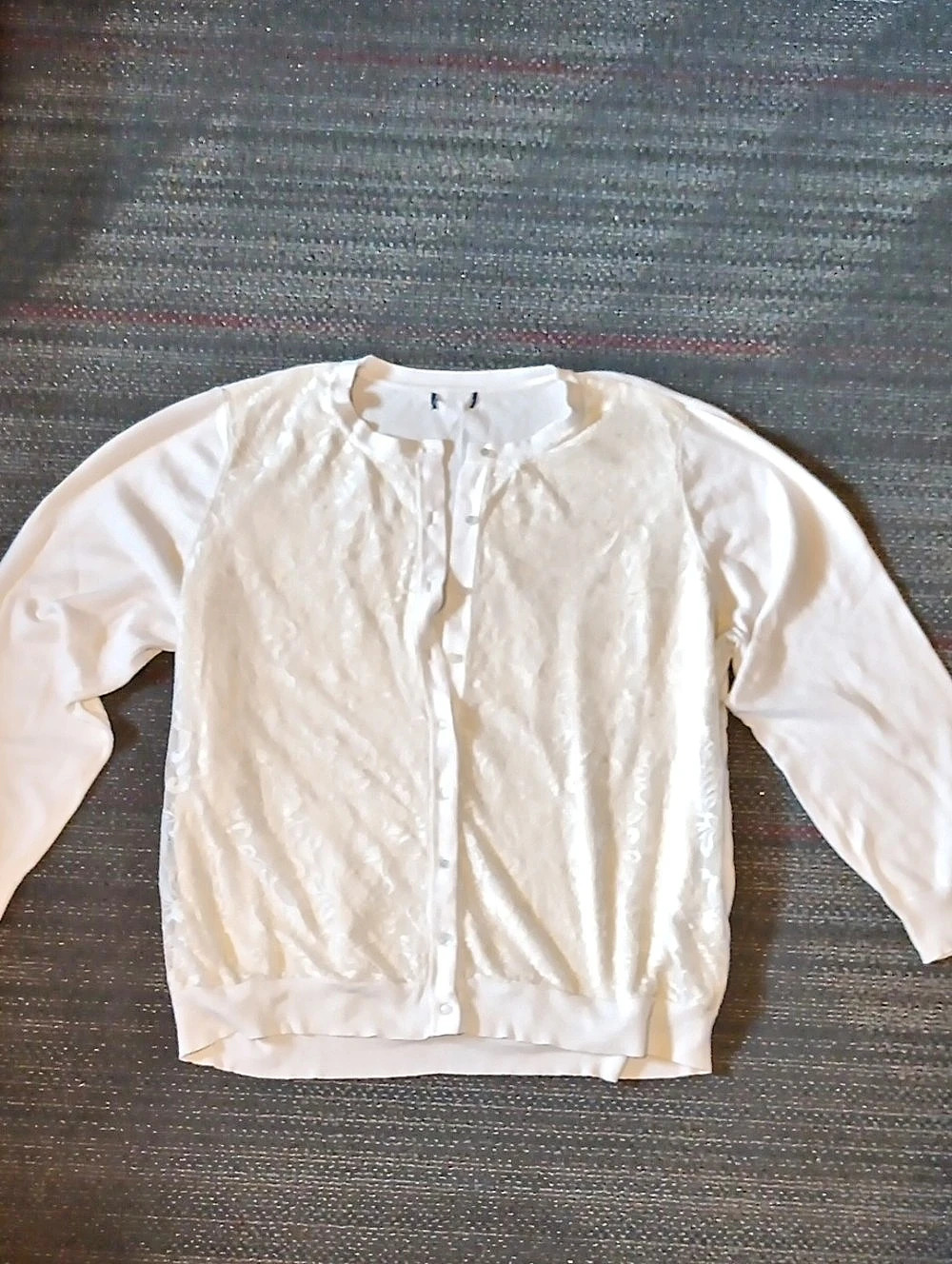 Button-Front lace Cardigan in White Like New